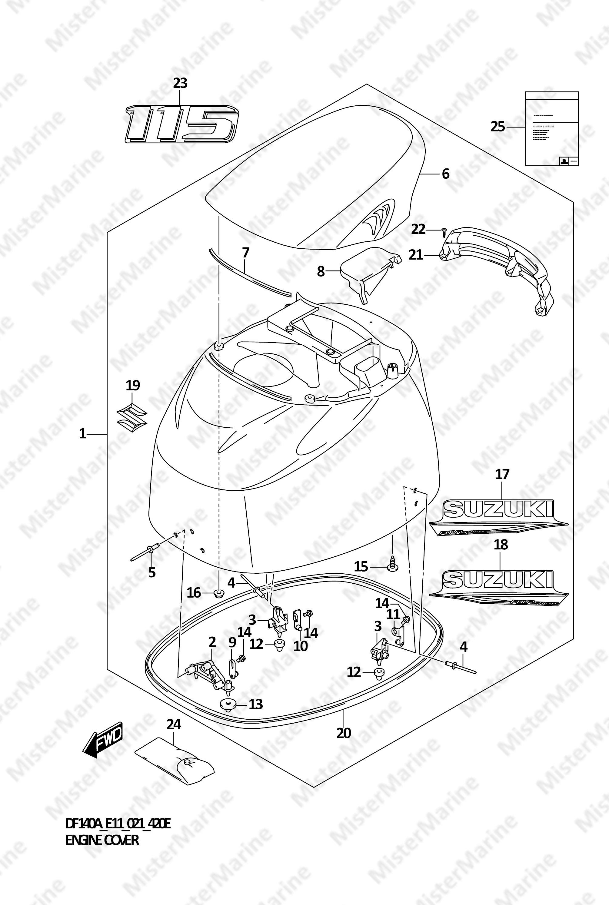 FIG.420E (1-I-12) ENGINE COVER ((DF115AT,DF115AZ):021)