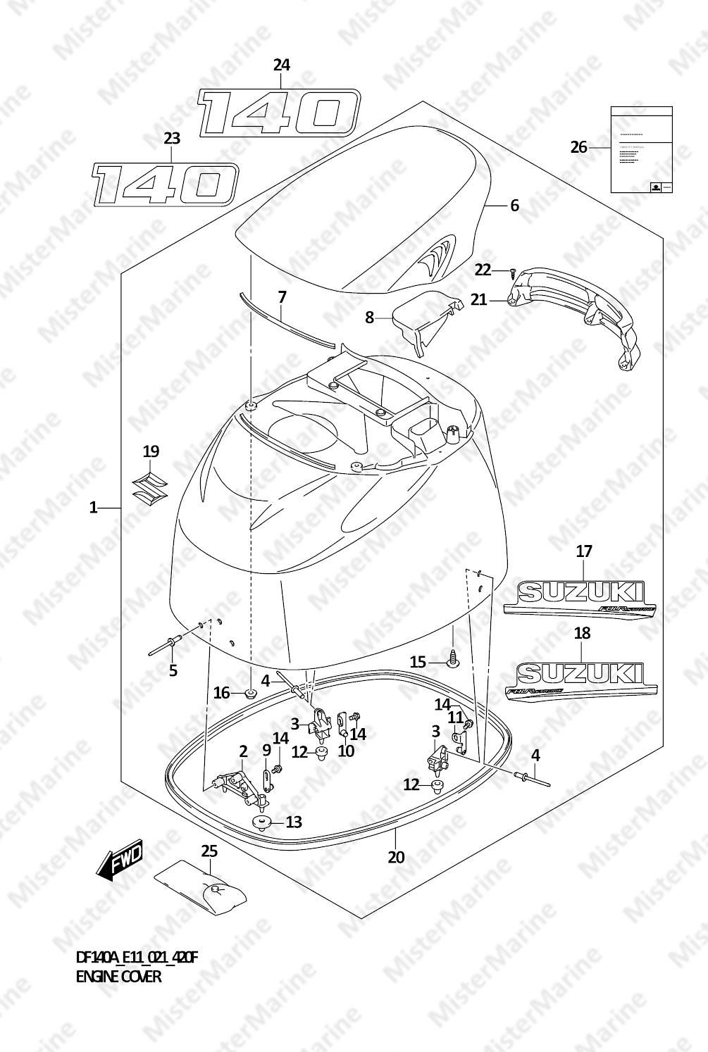 FIG.420F (1-I-14) ENGINE COVER ((DF140AT,DF140AZ):020)