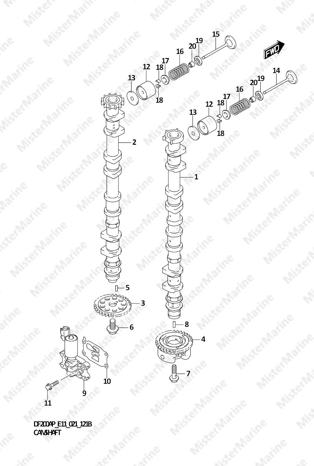 FIG.121B (1-B-9) CAMSHAFT (DF175AP)