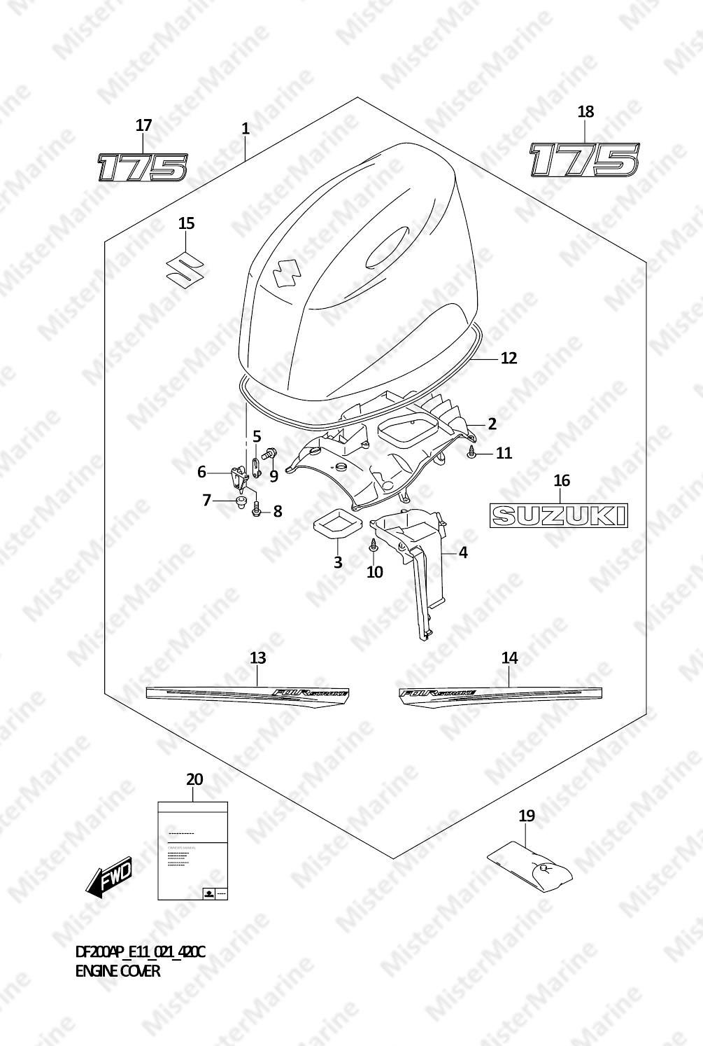 FIG.420C (1-F-9) ENGINE COVER (DF175AP:020)