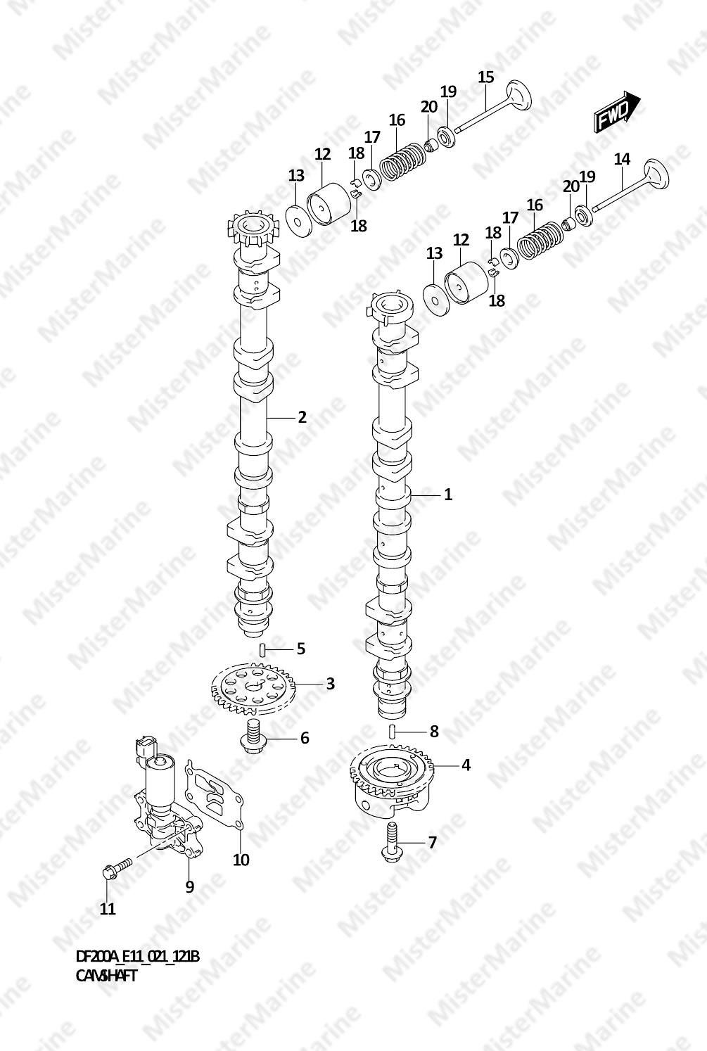 FIG.121B (1-B-12) CAMSHAFT (DF175AT,DF175AZ)