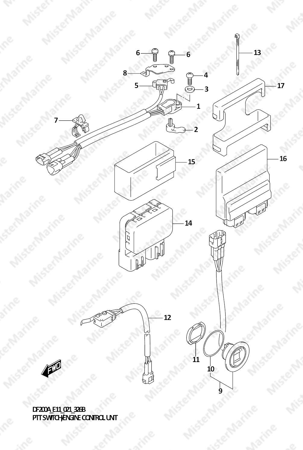 FIG.326B (1-E-13) PTT SWITCH/ENGINE CONTROL UNIT (SEE NOTE)