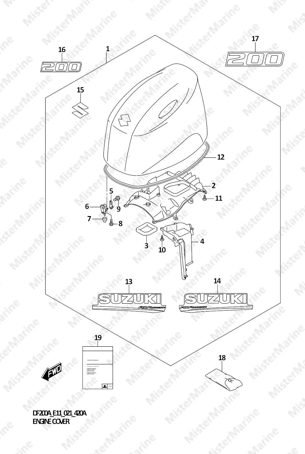 FIG.420A (1-G-15) ENGINE COVER ((DF200AT,DF200AZ):020)