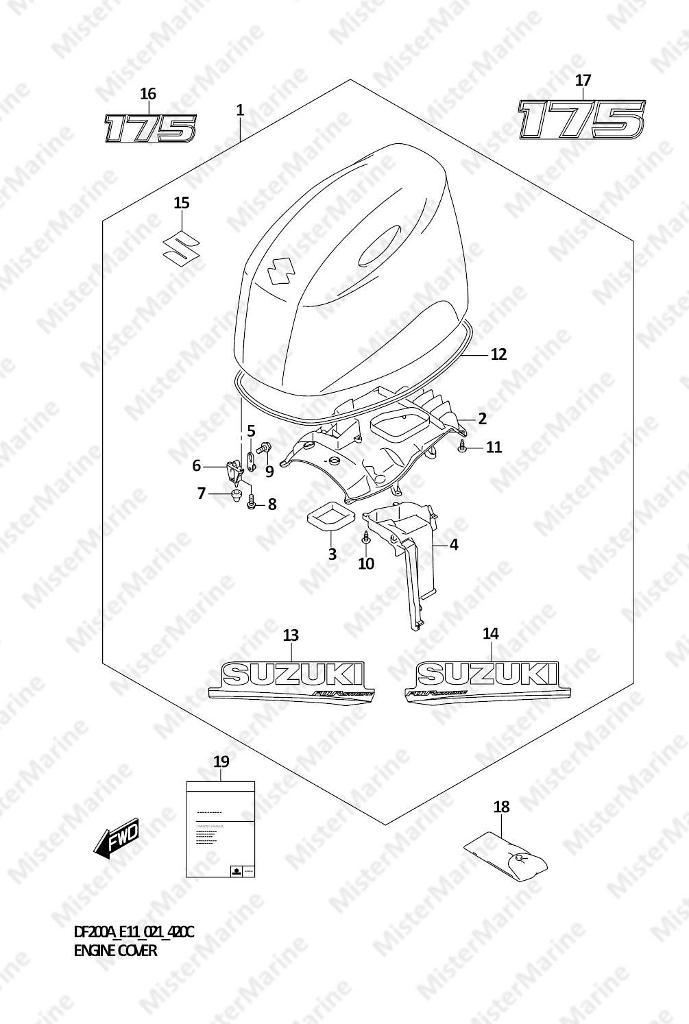FIG.420C (1-H-4) ENGINE COVER ((DF175AT,DF175AZ):020)