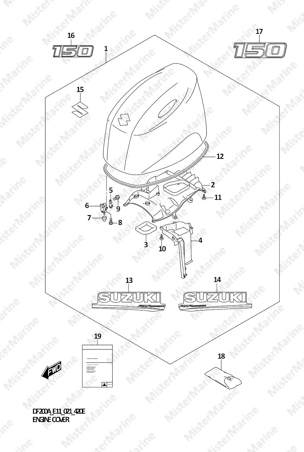 FIG.420E (1-H-7) ENGINE COVER ((DF150AT,DF150AZ):020)