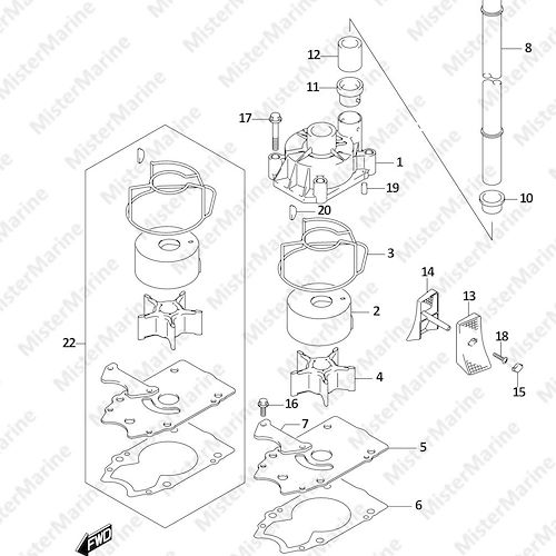 FIG.160C (1-E-5) WATER PUMP (E03:DF250ST)