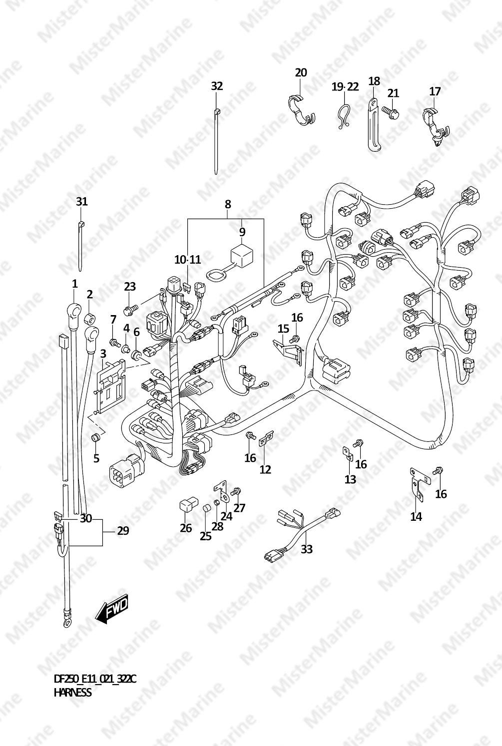FIG.322C (1-H-11) HARNESS (DF250T,DF250Z)