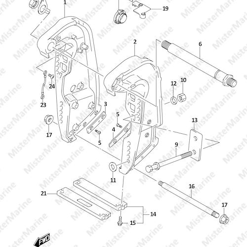 FIG.335B (1-I-6) CLAMP BRACKET (W/TRANSOM(X),W/TRANSOM(XX))