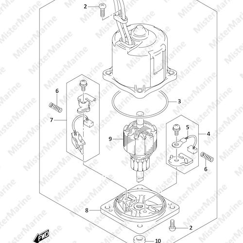FIG.340B (1-J-9) PTT MOTOR (W/TRANSOM(X),W/TRANSOM(XX))