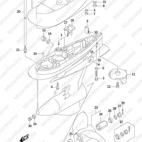 FIG.407A (1-K-5) GEAR CASE (DF200T)