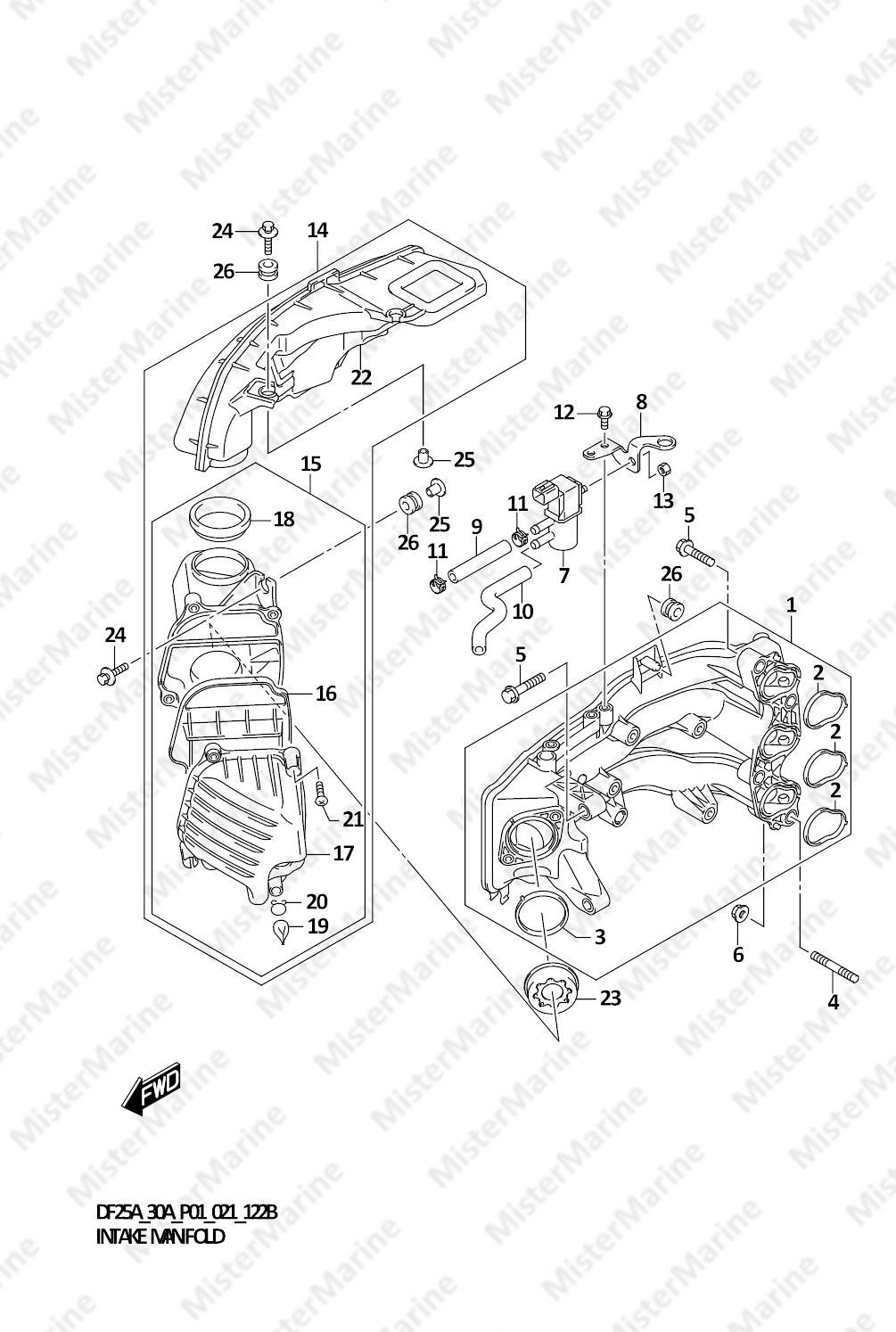 FIG.122B (1-B-9) INTAKE MANIFOLD (SEE NOTE)