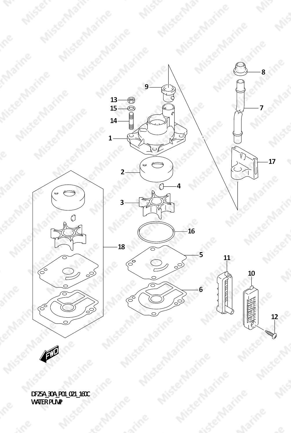 FIG.160C (1-C-8) WATER PUMP (DF30AQ)