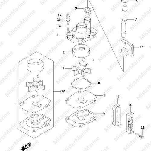 FIG.160C (1-C-8) WATER PUMP (DF30AQ)