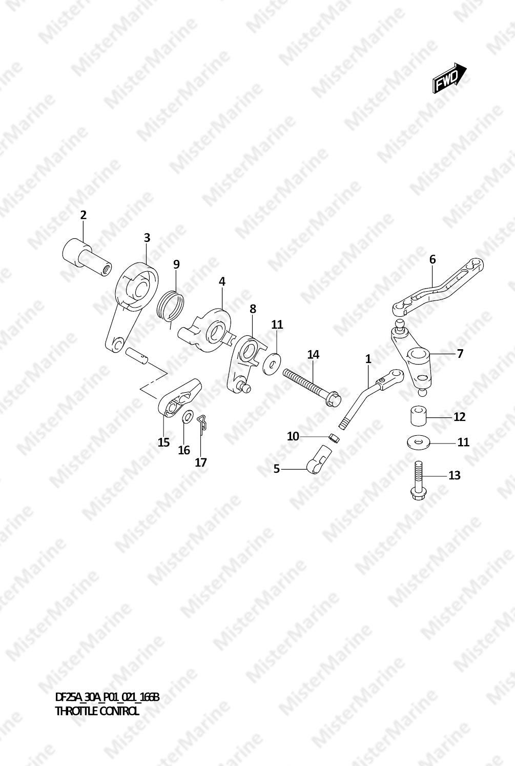 FIG.166B (1-C-12) THROTTLE CONTROL (DF25AR,DF25AT,DF30AR,DF30AT)