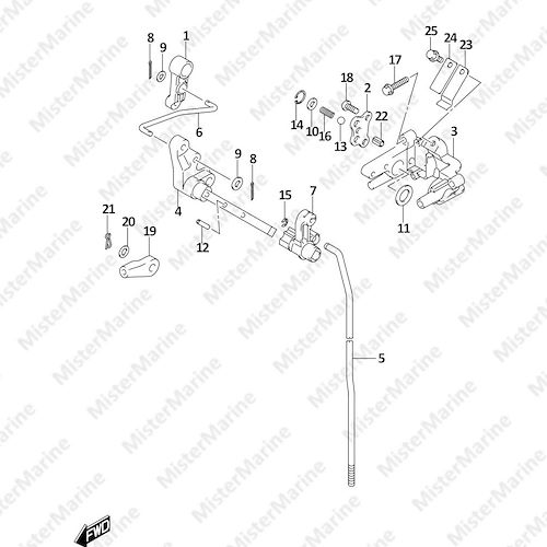 FIG.206B (1-D-3) CLUTCH ROD (DF25AR,DF25AT,DF30AR,DF30AT)