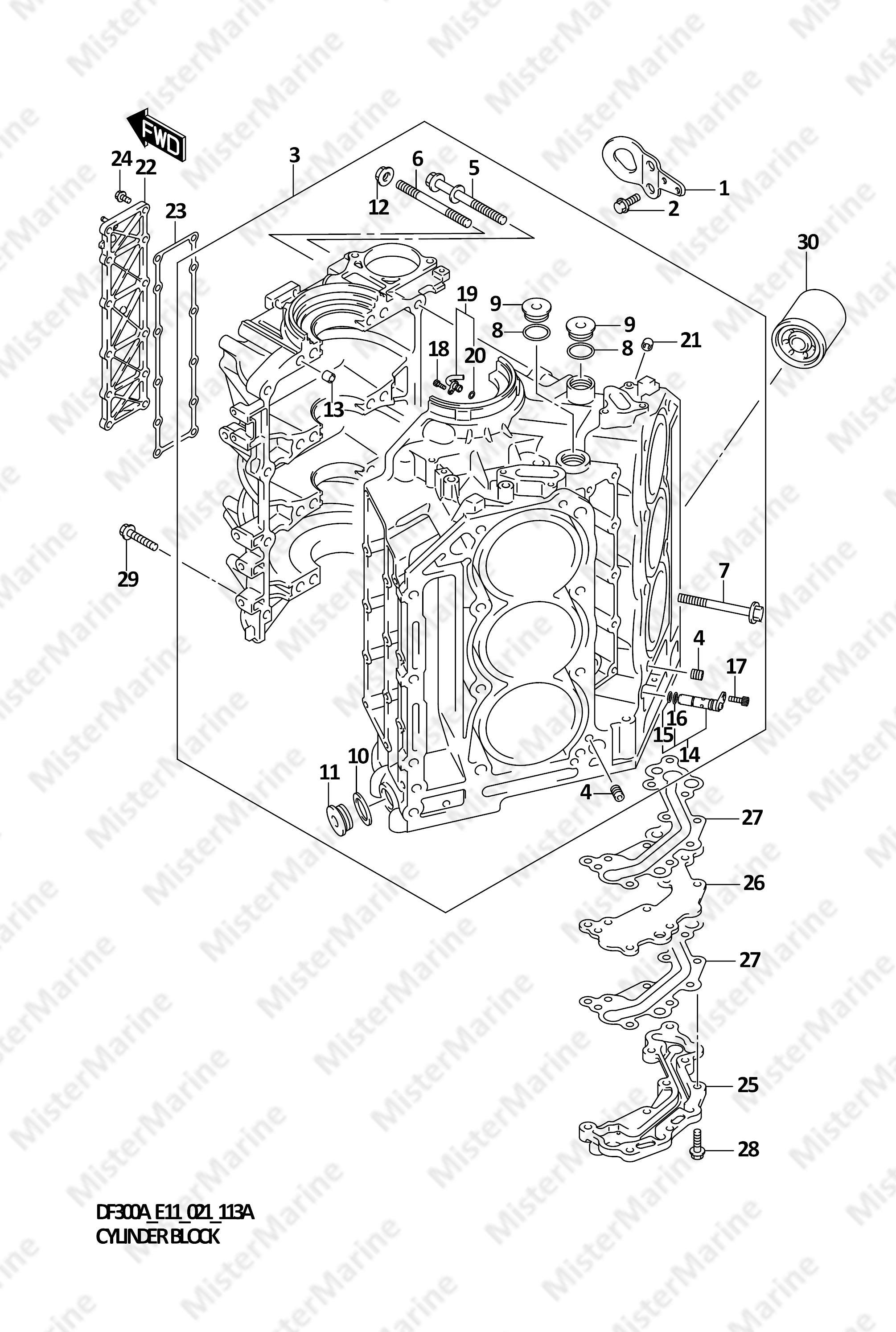 FIG.113A (1-B-4) CYLINDER BLOCK