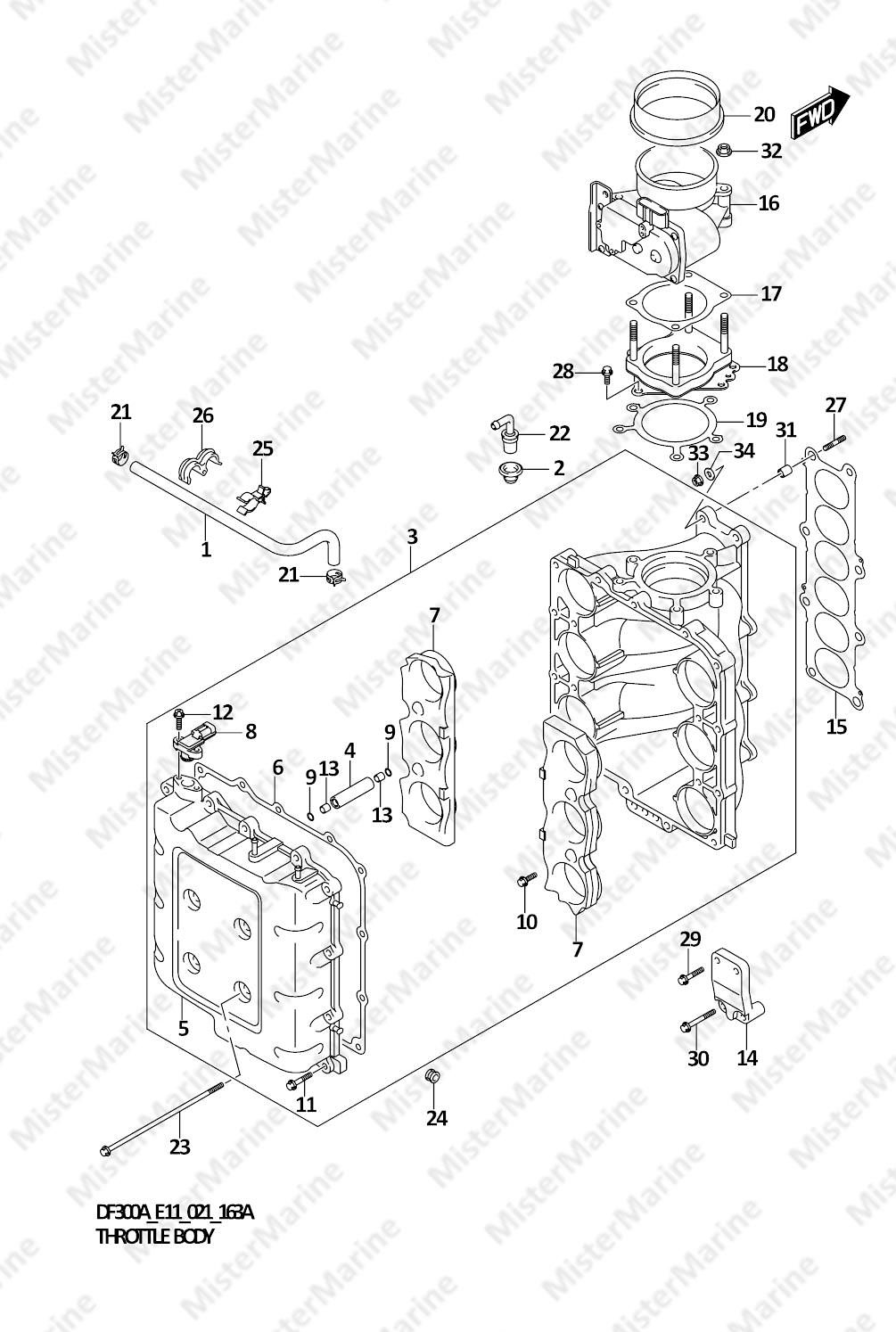 FIG.163A (1-C-14) THROTTLE BODY