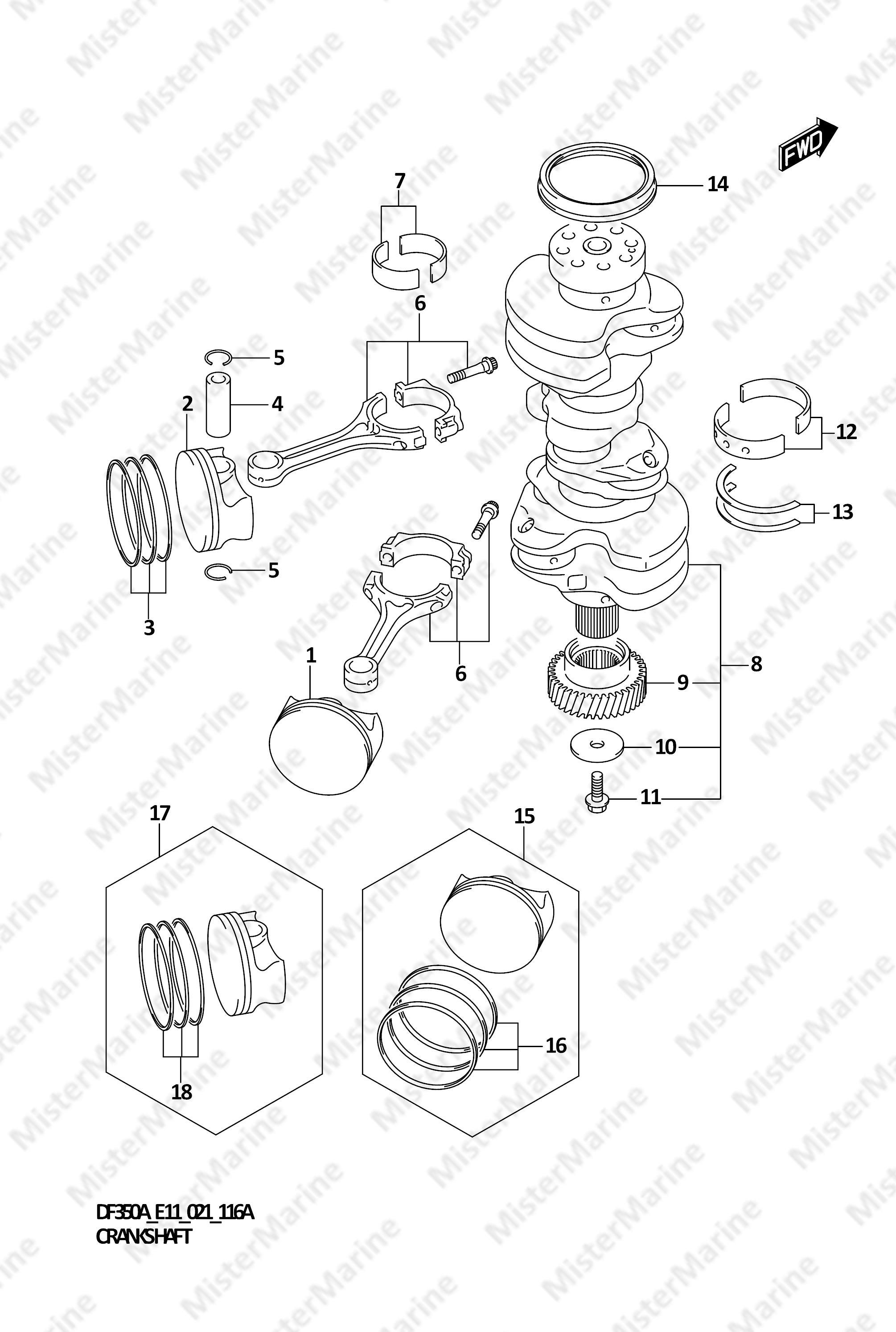 FIG.116A (1-B-6) CRANKSHAFT (DF350A)