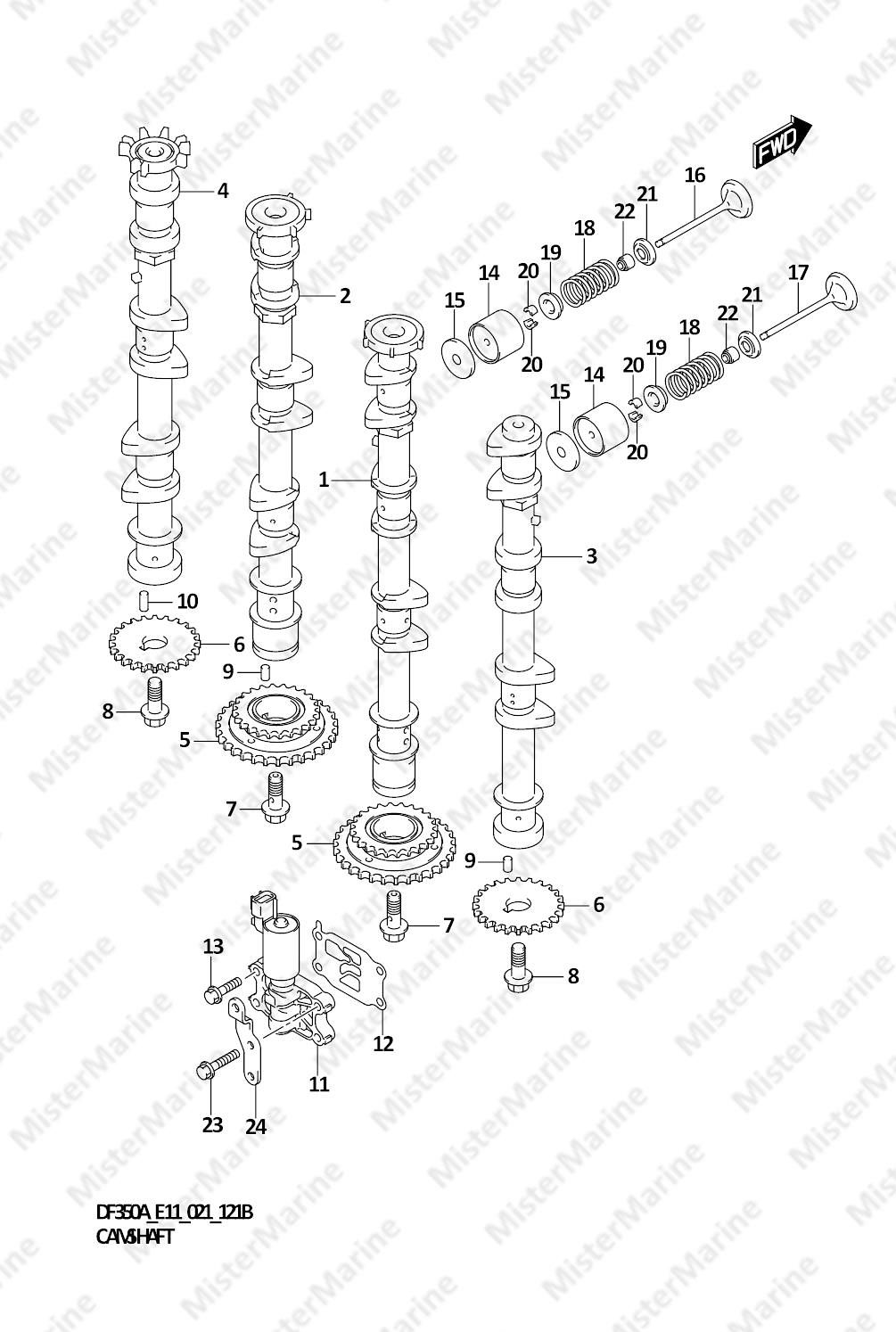 FIG.121B (1-B-14) CAMSHAFT (DF300B)