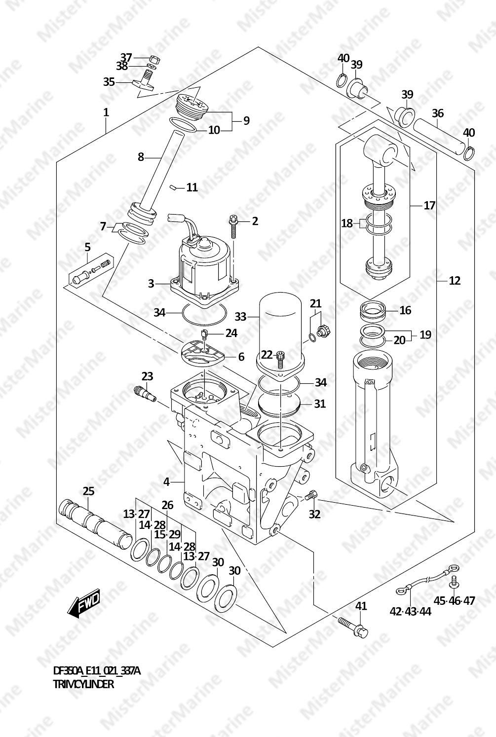 37 FIG.337A (1-G-4) TRIM CYLINDER (DF350A,DF325A:NOTE)