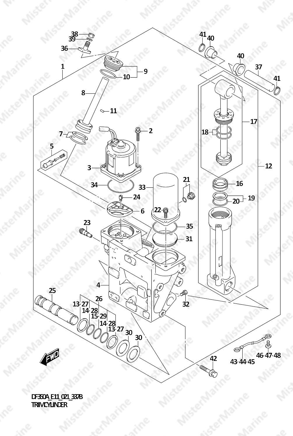 FIG.337B (1-G-6) TRIM CYLINDER (DF350A,DF325A:NOTE)
