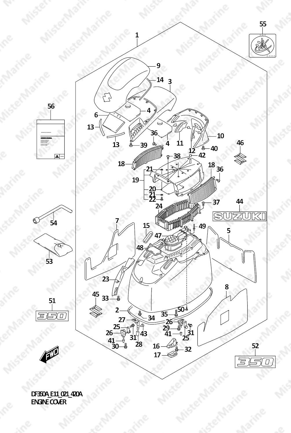 FIG.420A (1-I-2) ENGINE COVER (DF350A)
