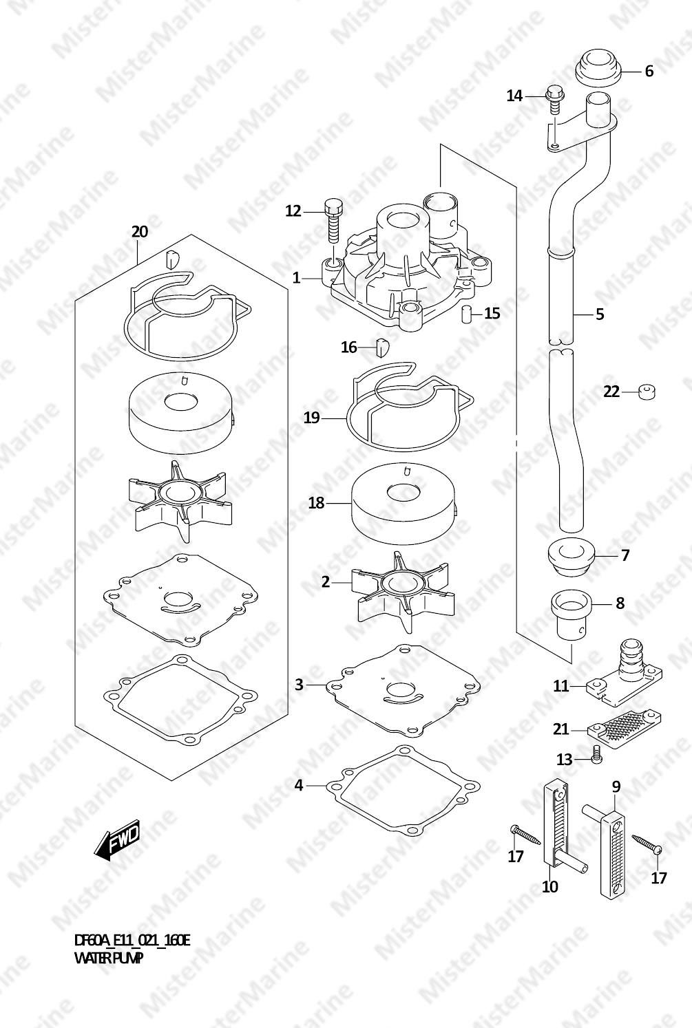 FIG.160E FIG.160E (1-C-14) WATER PUMP (DF40ARI)