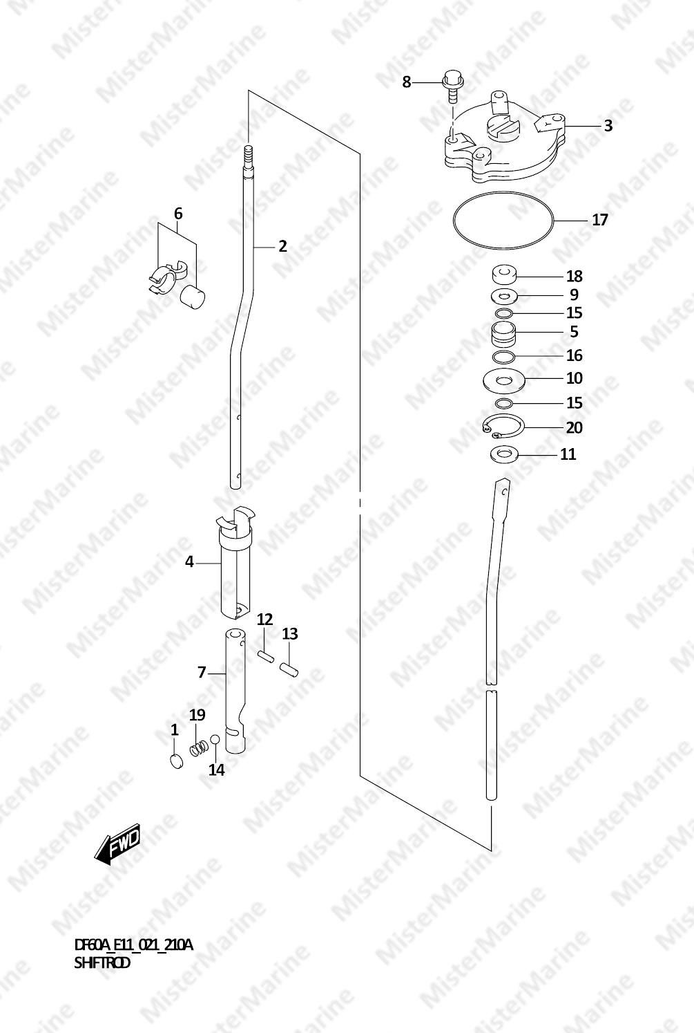 FIG.210A FIG.210A (1-E-12) SHIFT ROD (DF40ARI)