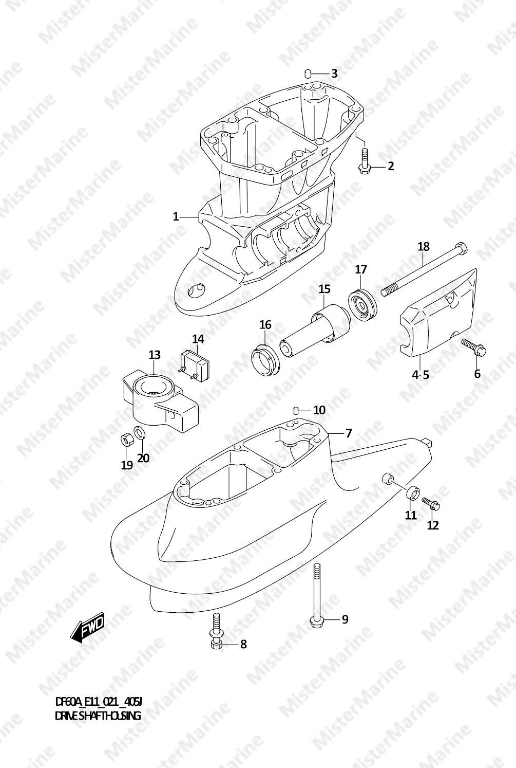 FIG.405J FIG.405J (1-L-13) DRIVE SHAFT HOUSING (DF40ARI)