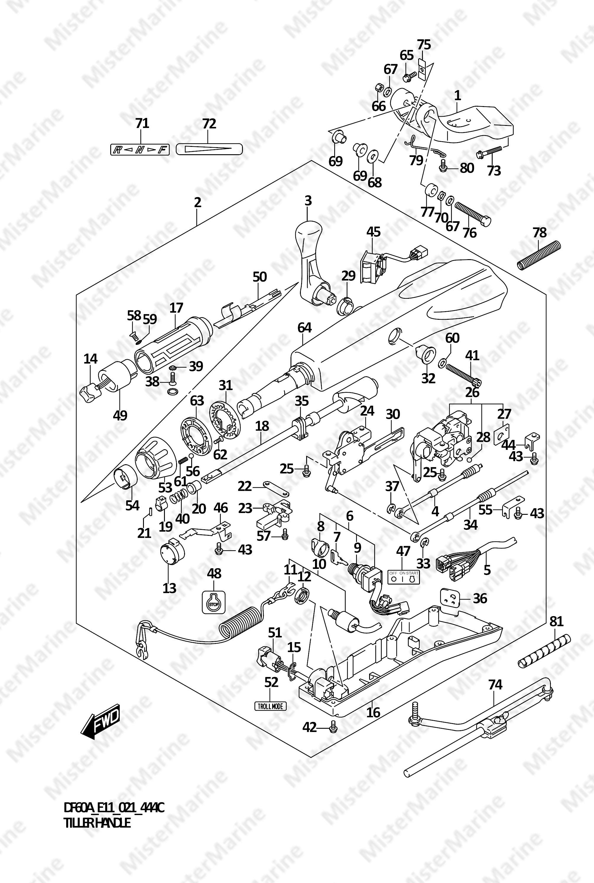 FIG.444C FIG.444C (2-E-13) TILLER HANDLE (DF60ATH,DF50AVTH,DF60AVTH)