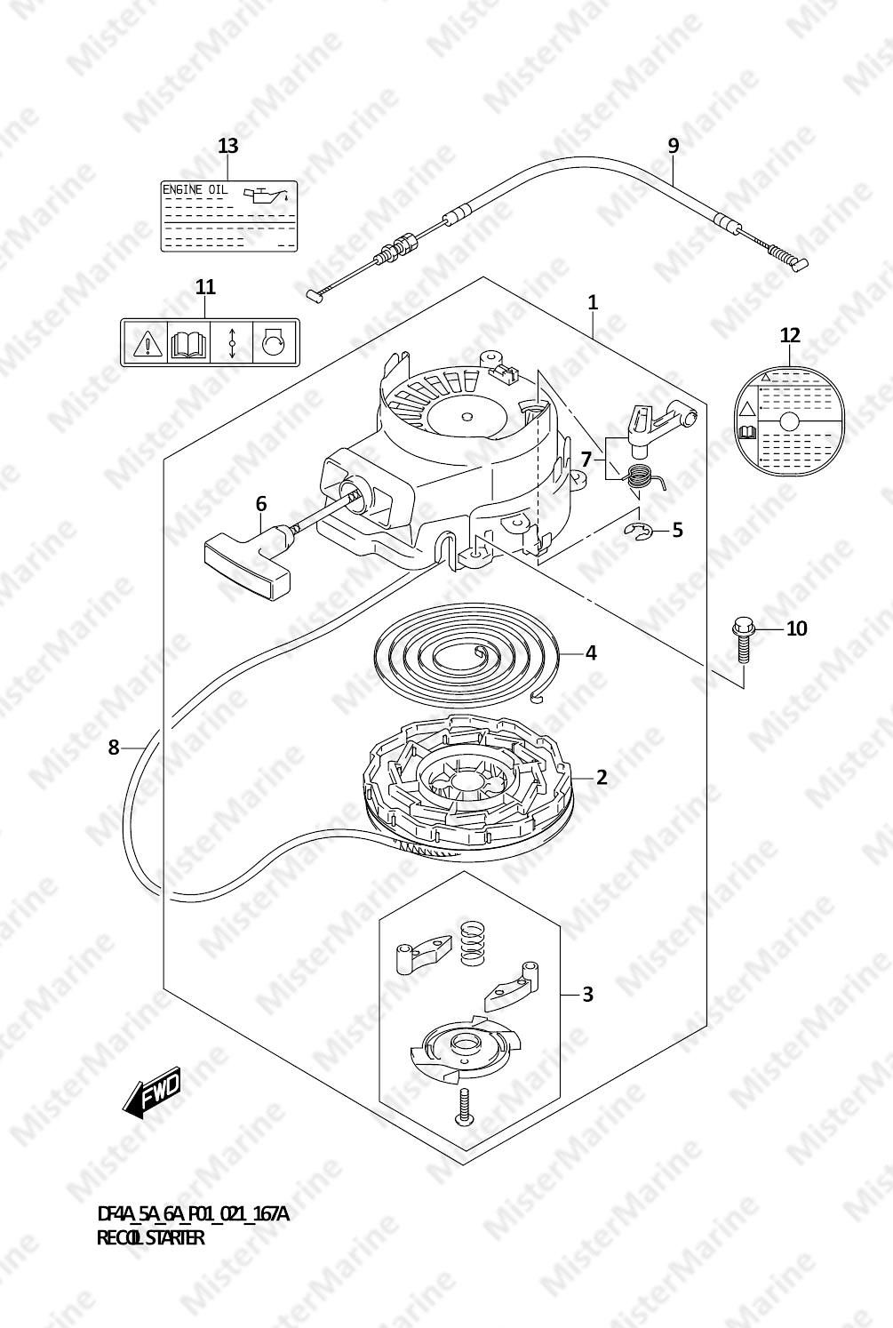 FIG.167A (1-B-12) RECOIL STARTER