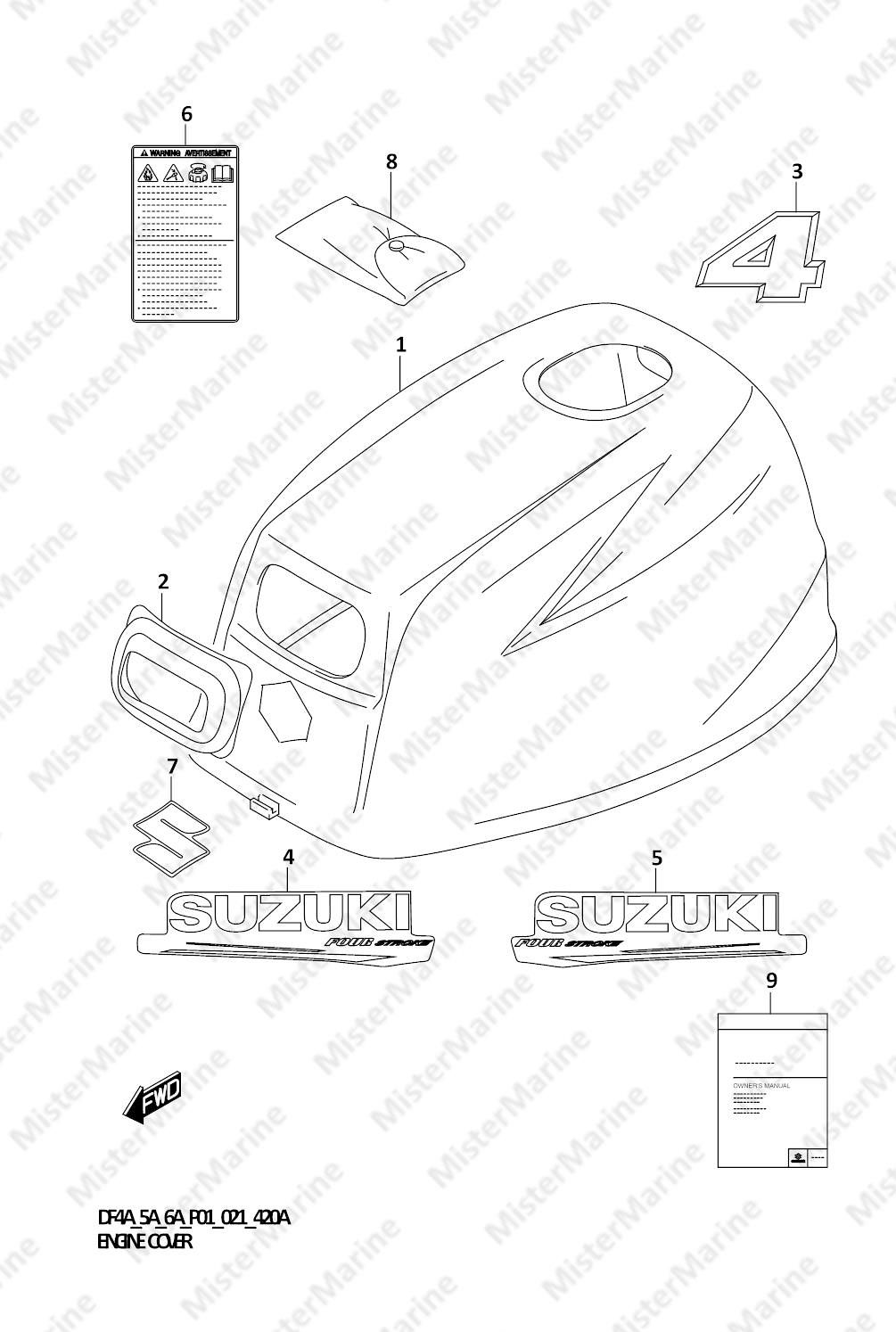 FIG.420A (1-C-12) ENGINE COVER (DF4A:020)