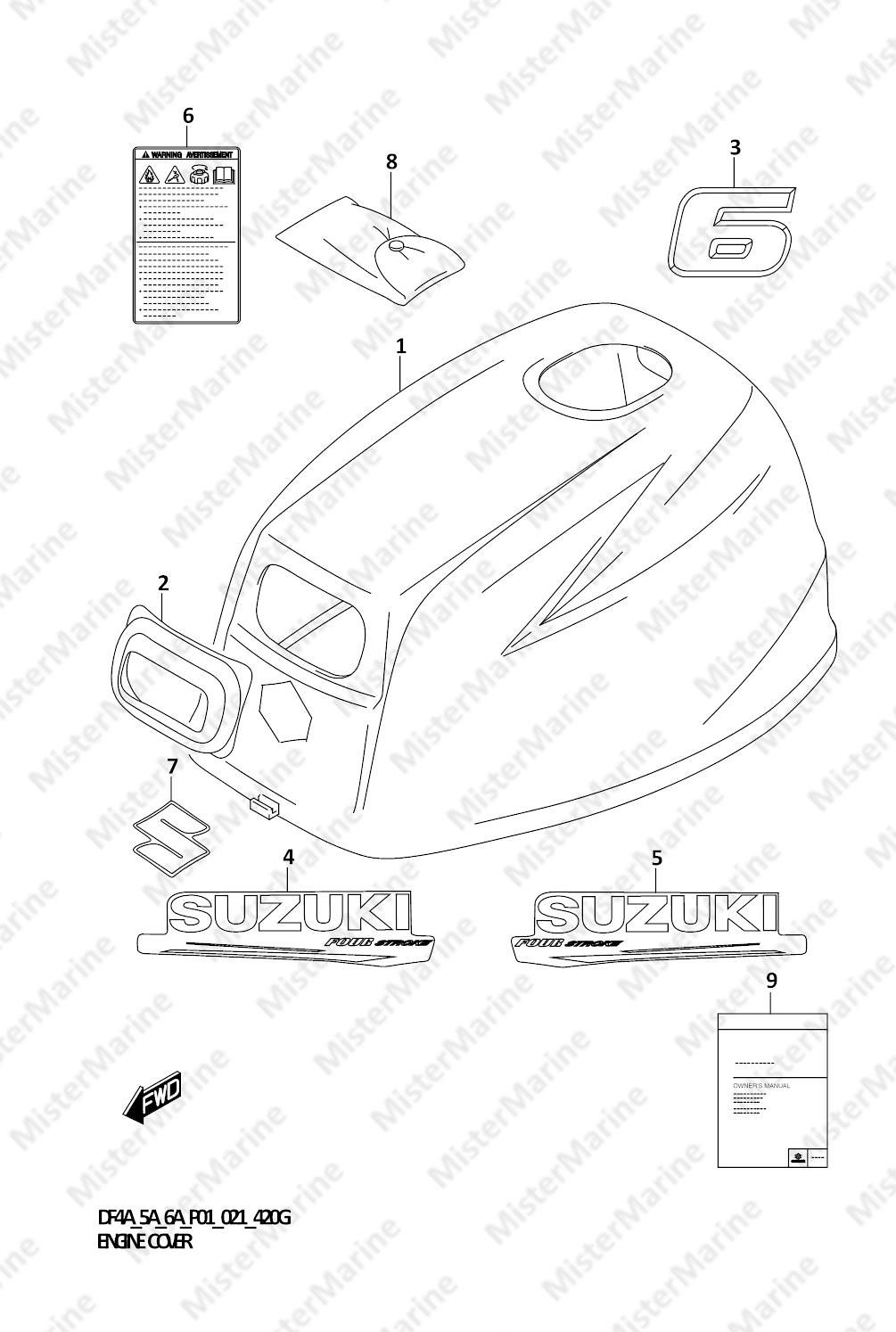 FIG.420G (1-C-14) ENGINE COVER (DF6A:020)