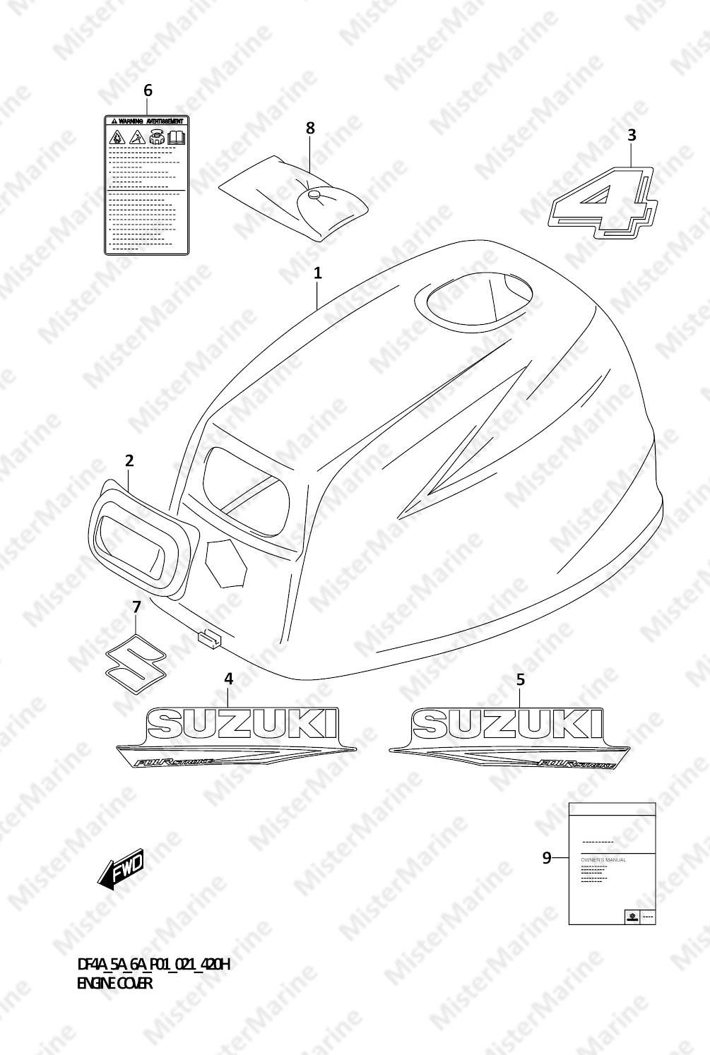 FIG.420H (1-C-15) ENGINE COVER (DF4A:021)