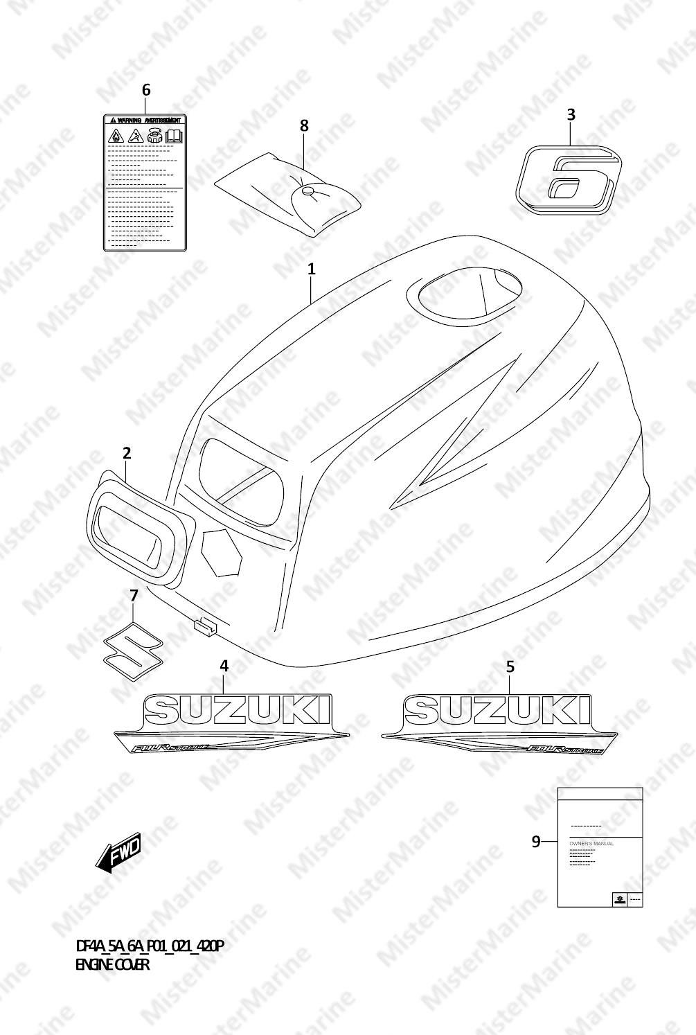 FIG.420P (1-D-2) ENGINE COVER (DF6A:021)
