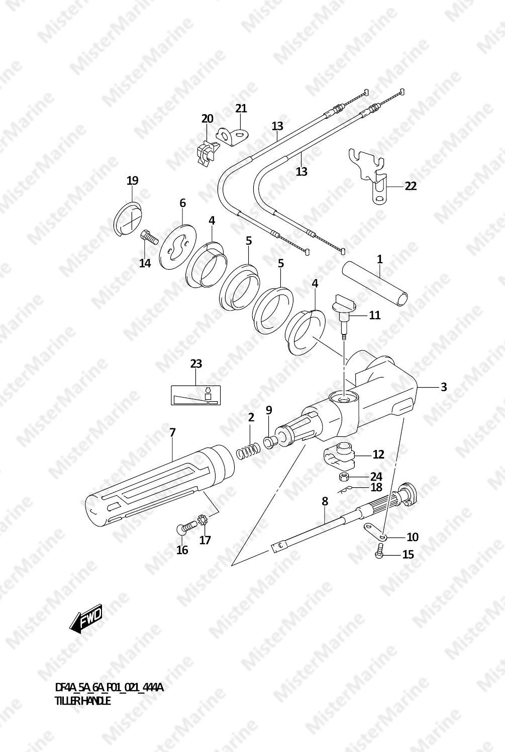 FIG.444A (1-D-4) TILLER HANDLE