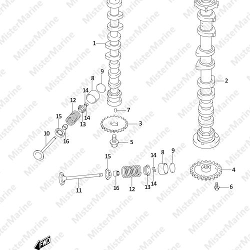 FIG.121B (1-B-14) CAMSHAFT (DF80A)