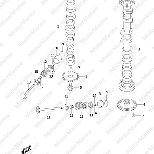 FIG.121C (1-C-2) CAMSHAFT (DF90A,DF90ATH,DF90AWQH,DF100B)