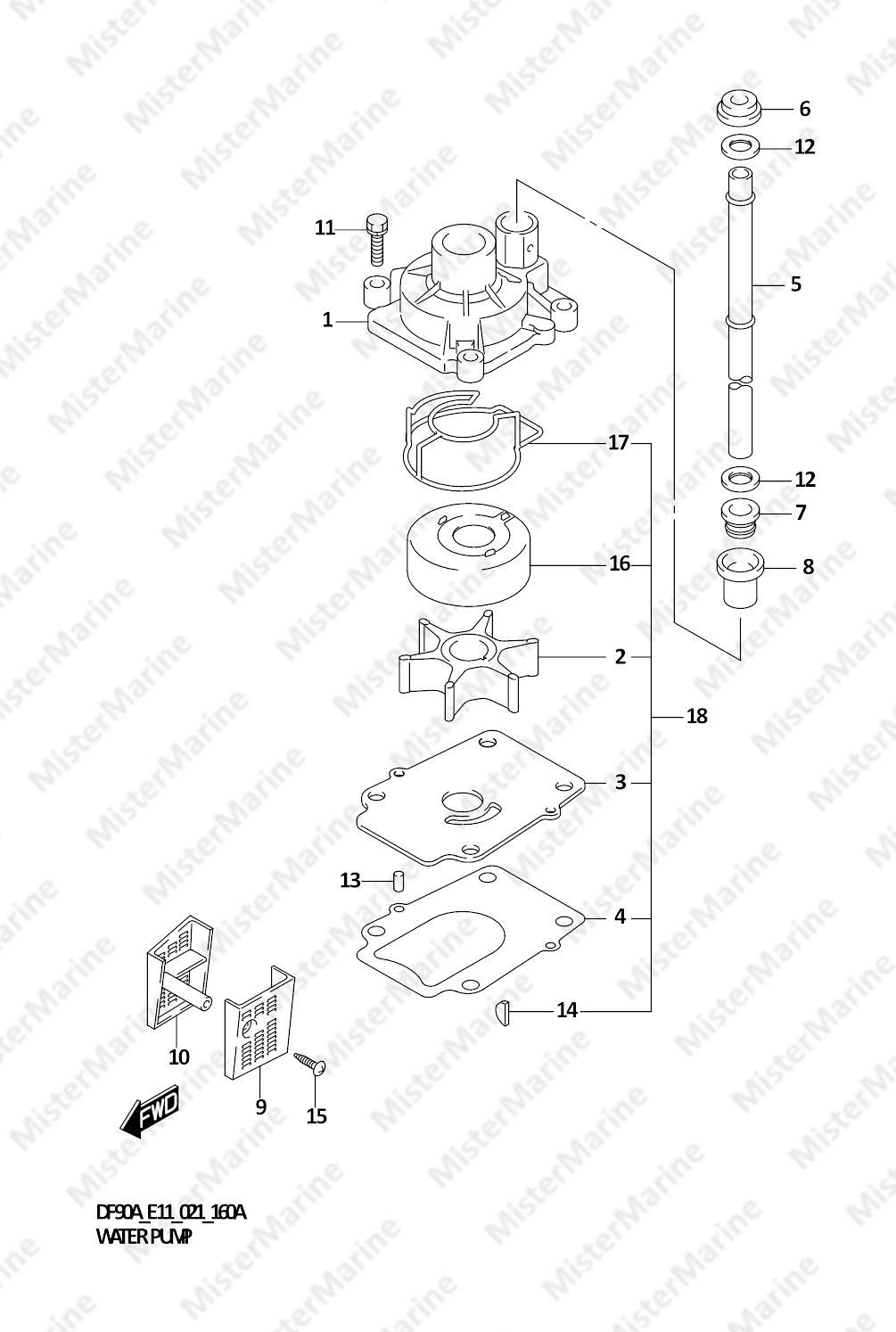 FIG.160A (1-D-5) WATER PUMP (SEE NOTE)