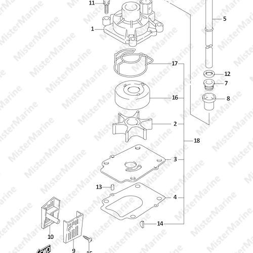 FIG.160B (1-D-6) WATER PUMP ((E01,E11):(DF70ATH,DF90ATH))