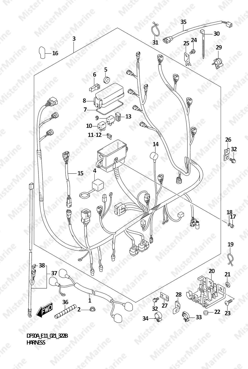 FIG.322B (1-E-11) HARNESS (SEE NOTE)