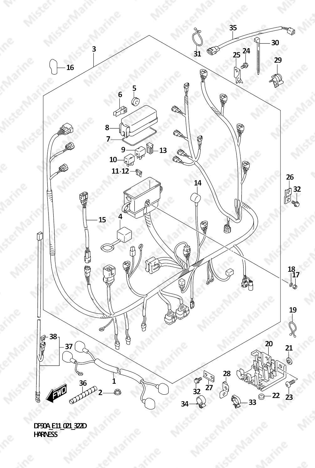 FIG.322D (1-E-14) HARNESS (DF100B)