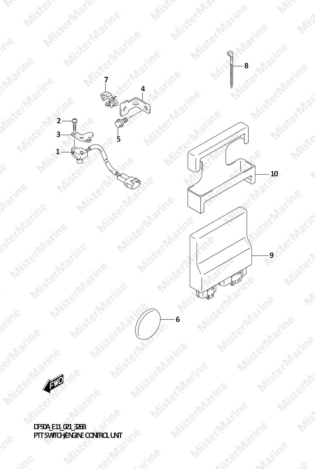 FIG.326B (1-F-4) PTT SWITCH/ENGINE CONTROL UNIT (DF90AWQH)