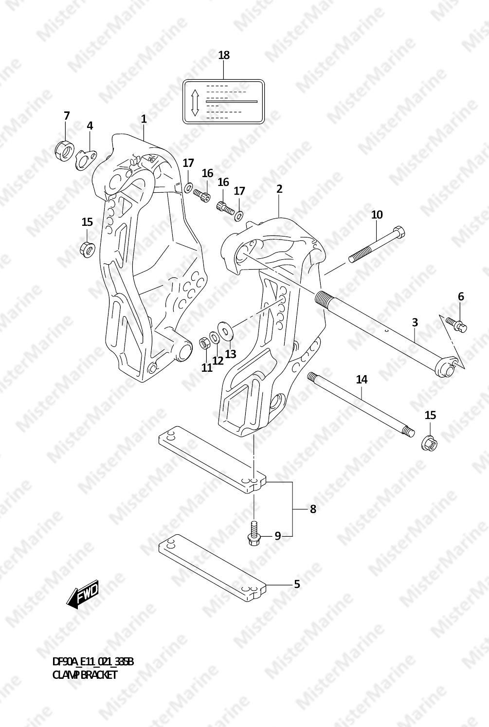 18 FIG.335B (1-F-9) CLAMP BRACKET (DF90AWQH)