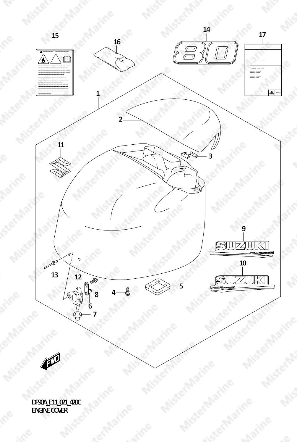 FIG.420C (1-H-14) ENGINE COVER (DF80A:020)