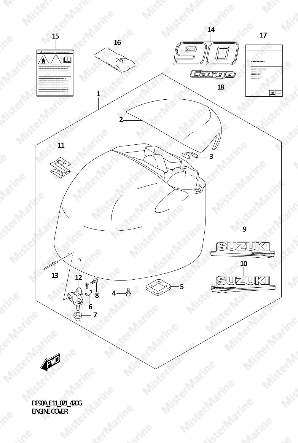 FIG.420G (1-I-5) ENGINE COVER (DF90AWQH)