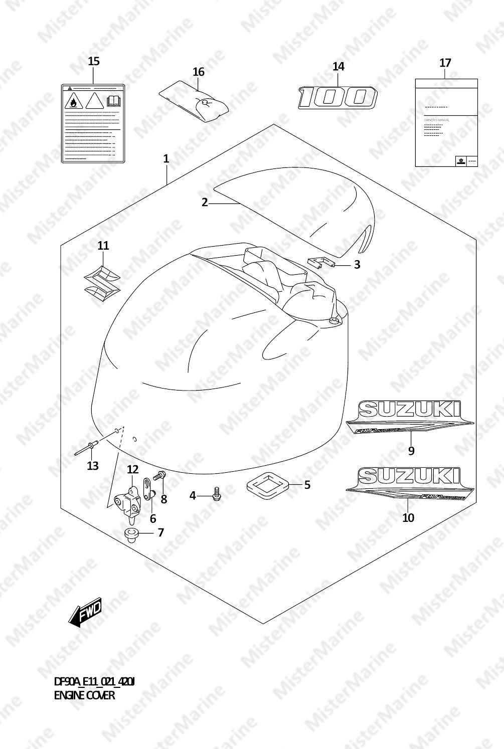 FIG.420J (1-I-7) ENGINE COVER (DF100B:021)
