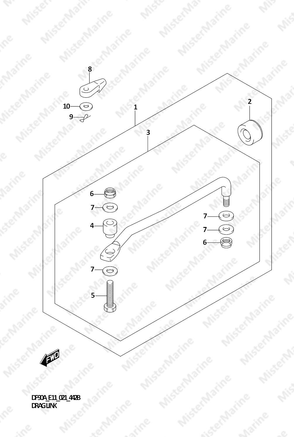 FIG.442B (1-I-10) DRAG LINK (DF70ATH,DF90ATH)