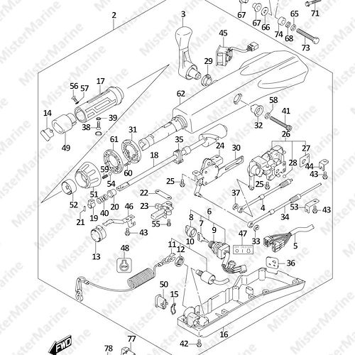 FIG.444B (1-I-14) TILLER HANDLE (DF90AWQH)