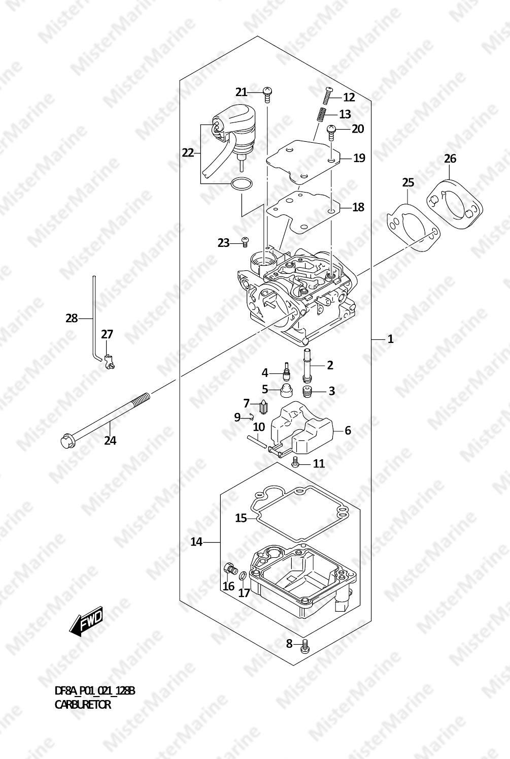 FIG.128B (1-B-12) CARBURETOR (DF8AR)